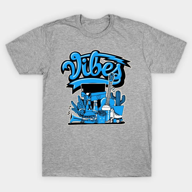 Vibes Dark Powder Blue T-Shirt by funandgames
